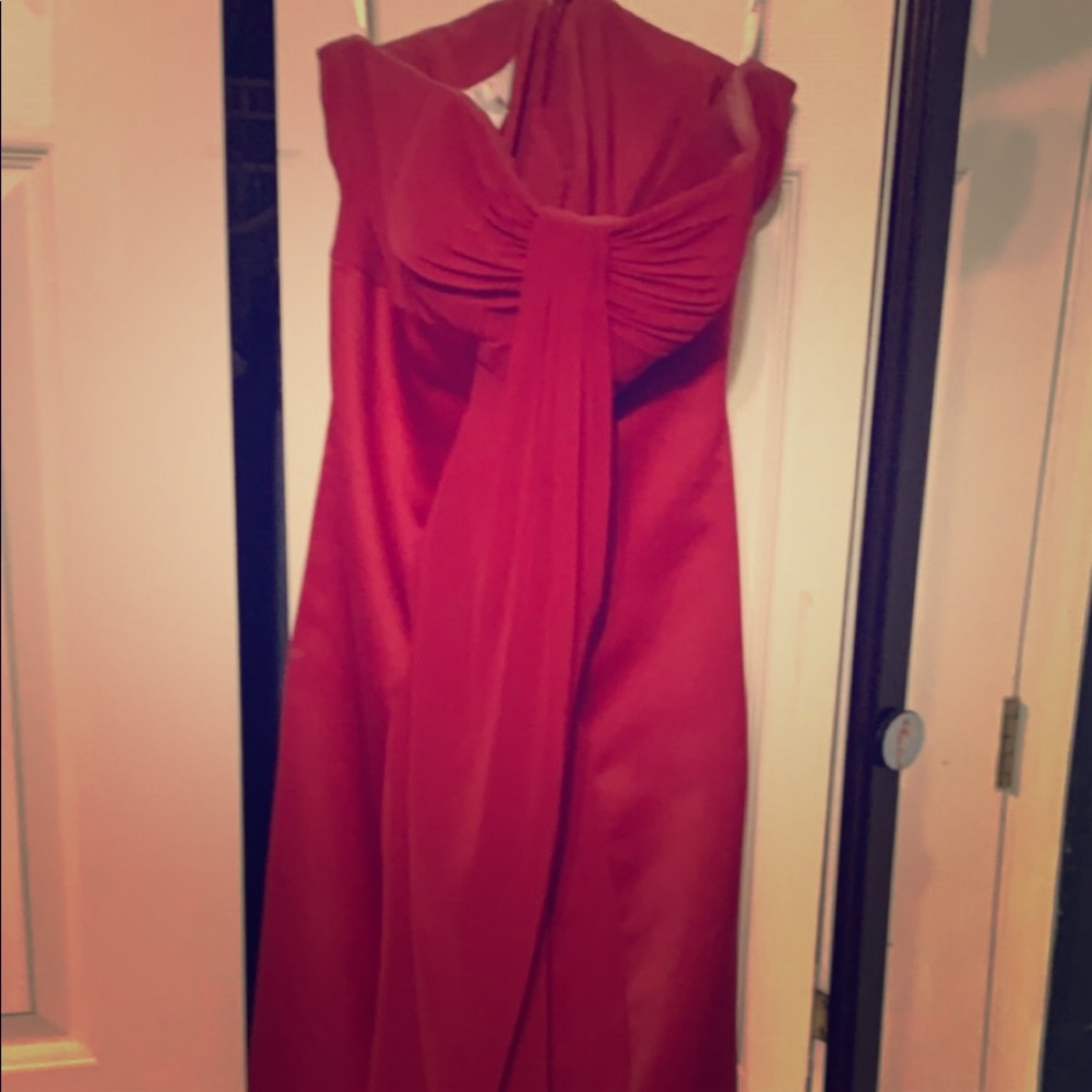 David's Bridal F13274 Red Strapless Long Formal